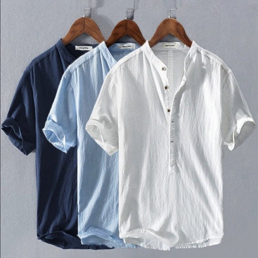 🔥2023 Nueva camisa casual de lino de manga corta para hombres